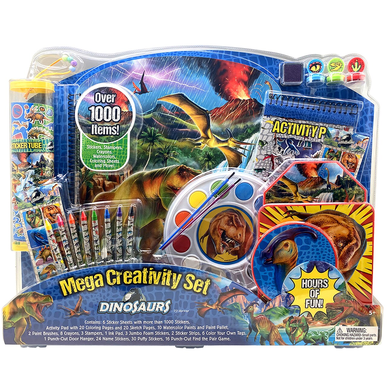 Inkology: Mega Creativity Set - Dinosaur - Prehistoric-Themed Activities, Coloring-Stickers-Crayons-Stampers-Watercolors, All-In-1 Craft Play, Kid 5+